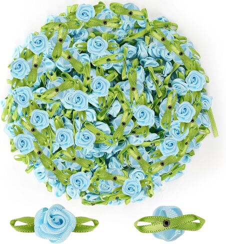 300 Pcs Mini Ribbon Roses, 0.4" (1cm) Small Satin Ribbon Flowers for Crafts, Tiny Fabric Rosettes for Sewing DIY, Wedding Decor, Hair Accessories & Scrapbooking Embellishments (Hot Pink) in Saudi Arabia