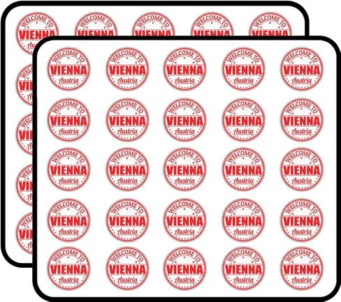 ملصقات فينيل مقاومة للماء لختم الترحيب بختم الترحيب من Vienna City Austria Grunge لزجاجة المياه والكمبيوتر المحمول وحافظة الهاتف - 50 عبوة in Kuwait