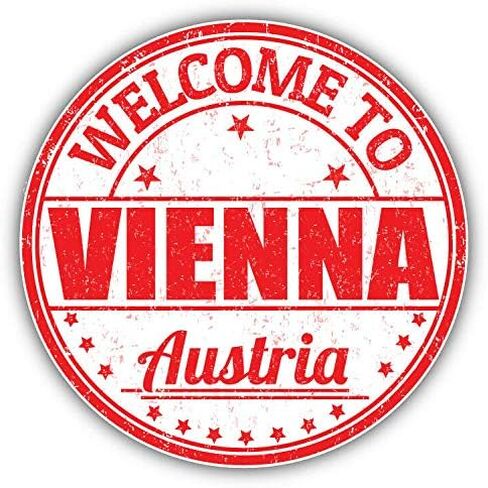 ملصقات فينيل مقاومة للماء لختم الترحيب بختم الترحيب من Vienna City Austria Grunge لزجاجة المياه والكمبيوتر المحمول وحافظة الهاتف - 50 عبوة in Kuwait