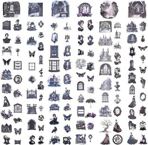 WADORN 180 قطعة من ملصقات الإطار الذهبي العتيق 6 مجموعات من ملصقات قصاصات Relievo العتيقة القابلة لللصق، زخارف ورقية لتزيين القصاصات، ألبومات ومخططات المجلات الحرفية in Kuwait