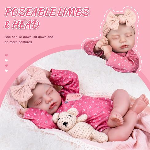 دمية طفلة من Aori Reborn Baby - دمية طفل واقعية مقاس 20 بوصة، فتاة مولودة جديدة ذات مظهر حقيقي نابض بالحياة مع جسم ناعم، مجموعة هدايا رائعة للأطفال والآباء والأجداد in Kuwait