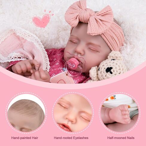دمية طفلة من Aori Reborn Baby - دمية طفل واقعية مقاس 20 بوصة، فتاة مولودة جديدة ذات مظهر حقيقي نابض بالحياة مع جسم ناعم، مجموعة هدايا رائعة للأطفال والآباء والأجداد in Kuwait