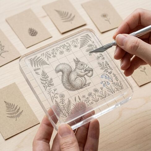 6 Pcs Large Thick Acrylic Stamping Blocks Set with Grids, 3 Sizes Clear Stamp Block for Card Making, Crafting, DIY Scrapbooking & Journaling - Non-Slip Crystal Stamp Base Tool for Silicone Stamps in Saudi Arabia