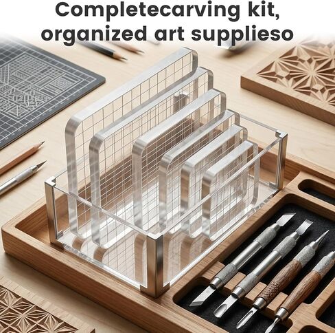 6 Pcs Large Thick Acrylic Stamping Blocks Set with Grids, 3 Sizes Clear Stamp Block for Card Making, Crafting, DIY Scrapbooking & Journaling - Non-Slip Crystal Stamp Base Tool for Silicone Stamps in Saudi Arabia
