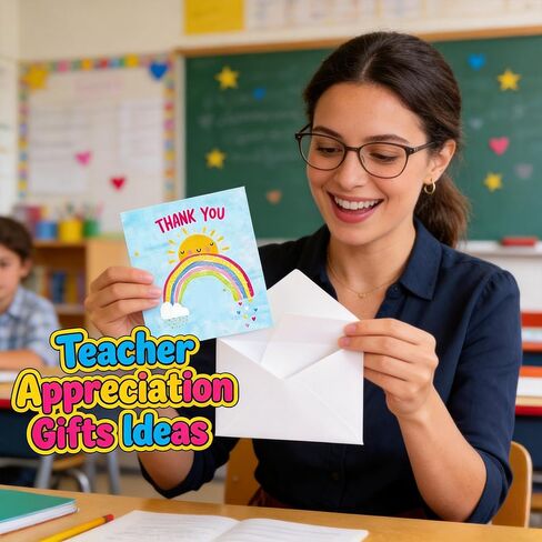 Teacher Appreciation Cards Set of 24 with Envelopes - 6 Assorted Thank You Teacher Cards, Teacher Appreciation Gifts Bulk, Cute Thank You Notes from Students in Kuwait