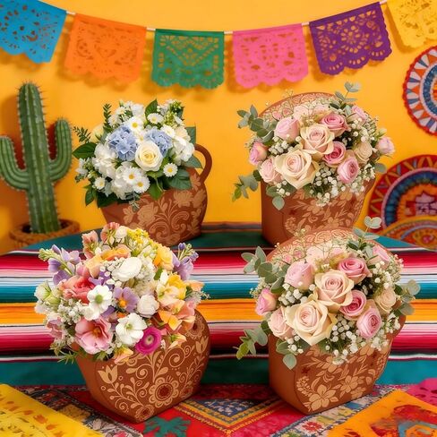 24PCS Cielito Lindo Party Decorations Baby Shower, Flower vases, centerpieces, Mexican-Style Paper Gift Boxes, Clay Pottery, Pentecost Table Decorations pots for Birthday Cinco De Mayo Fiesta in Saudi Arabia