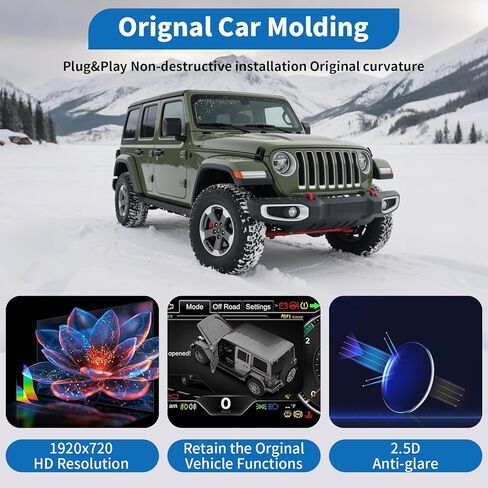 Digital Dash Instrument Cluster Display for Jeep Wrangler 2007-2010 Automotive Speedometers, 12.3 inch 2K IPS HD Resolution Plug&Play OTA Upgrade 2S Fast Boot Non-Destructive Installation in Saudi Arabia