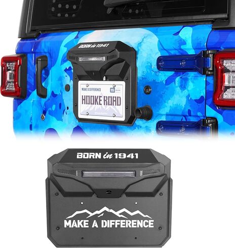 Hooke Road JL قطع الغيار لحذف لوحة الترخيص مع ضوء الفرامل الثالث لـ 2018-2026 Jeep Wrangler JL JLU، غطاء فتحة الباب الخلفي يحتفظ بكاميرا احتياطية OEM in Kuwait