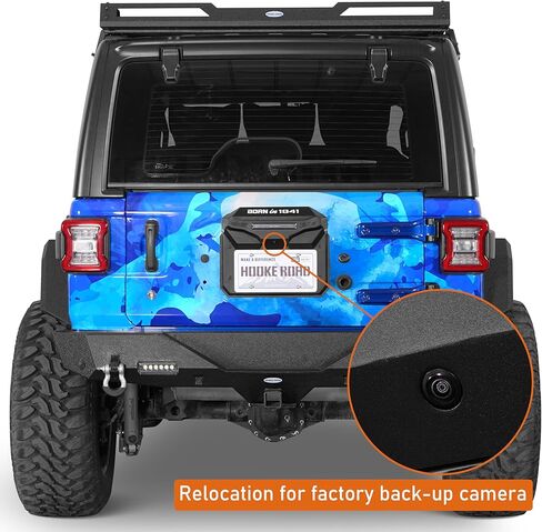 Hooke Road JL قطع الغيار لحذف لوحة الترخيص مع ضوء الفرامل الثالث لـ 2018-2026 Jeep Wrangler JL JLU، غطاء فتحة الباب الخلفي يحتفظ بكاميرا احتياطية OEM in Kuwait