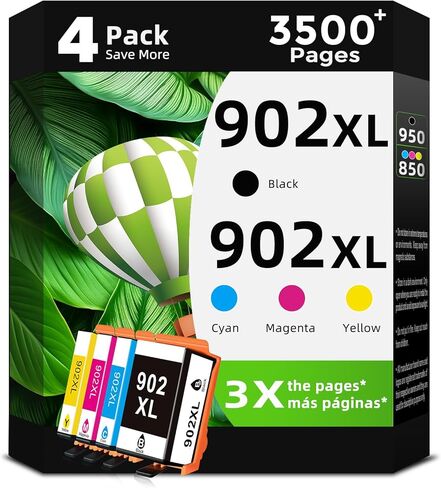 خراطيش حبر 902 XL مجموعة كومبو بديلة عالية الإنتاجية لـ HP 902XL HP902 متوافقة مع OfficeJet pro 6978 6968 6970 6958 6962 6960 6975 6950 6954 6964 6979 6963 6961 طابعة باللون الأسود واللون (4 عبوات) in Kuwait