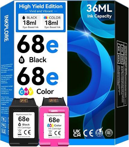 High Yield 68e Ink Cartridges Replacement for HP 68 68e Ink Cartridges Black/Color Comco Pack Compatible for HP Envy 6155e 6555e 6100e 6500e 6558e Printer, Latest-Chip, Accurate Ink Level Tracking in Saudi Arabia