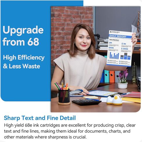 High Yield 68e Ink Cartridges Replacement for HP 68 68e Ink Cartridges Black/Color Comco Pack Compatible for HP Envy 6155e 6555e 6100e 6500e 6558e Printer, Latest-Chip, Accurate Ink Level Tracking in Saudi Arabia