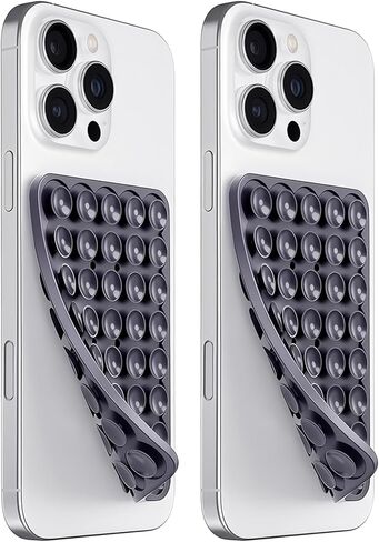 AZXYI 2 Pack Silicone Suction Cup Phone Case Mount Double Sided, Non Slip Phone Accessories for Cellphone, Hands-Free Strong Grip Silicon Phone Holder for Selfies and Videos (Black) in Saudi Arabia