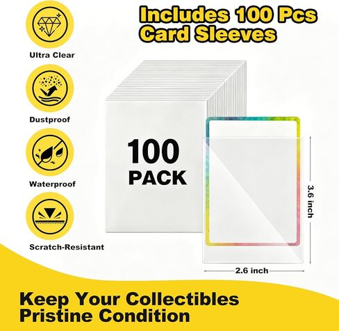 GGV 5-Slot Acrylic Booster Pack Dispenser, Black Base 200 Pack Capacity, Top Flip Lid, for Collection, Game Store & Card Show Display, includes 100 Count Card Sleeves in Saudi Arabia