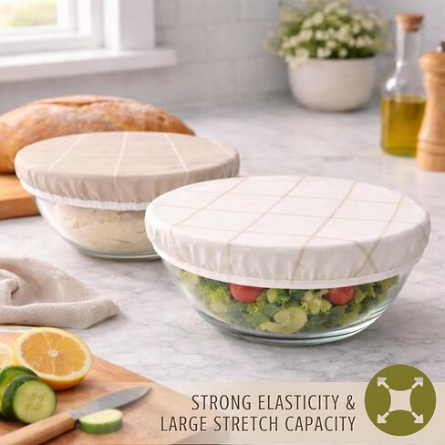 Reusable Bowl Covers for Bread Proofing (2 Lg) - Beeswax Bowl Covers Reusable, Sourdough Bowl Cover, Elastic Cotton Cloth Bowl Covers, Bread Cover for Rising, Bread Bowl Cover, Fabric Bowl Covers in Saudi Arabia