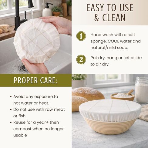 Reusable Bowl Covers for Bread Proofing (2 Lg) - Beeswax Bowl Covers Reusable, Sourdough Bowl Cover, Elastic Cotton Cloth Bowl Covers, Bread Cover for Rising, Bread Bowl Cover, Fabric Bowl Covers in Saudi Arabia