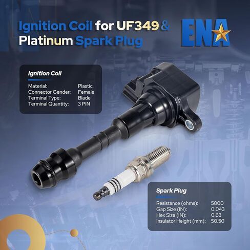 مجموعة من 6 ملفات إشعال وقابس إيريديوم سبارك 3.5 V6 متوافق مع نيسان ألتيما ماكسيما باثفايندر فرونتير كويست إنفينيتي I35 G35 FX35 QX4 2002 2003 2004 2005 2006 2007 2008 يستبدل # UF349 in Kuwait