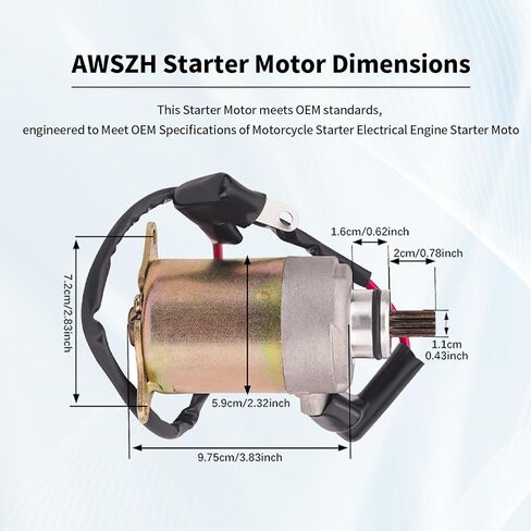 محرك بدء التشغيل متوافق مع محرك GY6 125cc 150cc 4 Stroke 152QMI 157QMJ Scooter Moped ATV Go-Kart مثل Baja، JMstar، Jonway، Lance، NST، Peace، Roketa، Sunl، Tank، TNG، Vento، VIP، Taotao in Kuwait