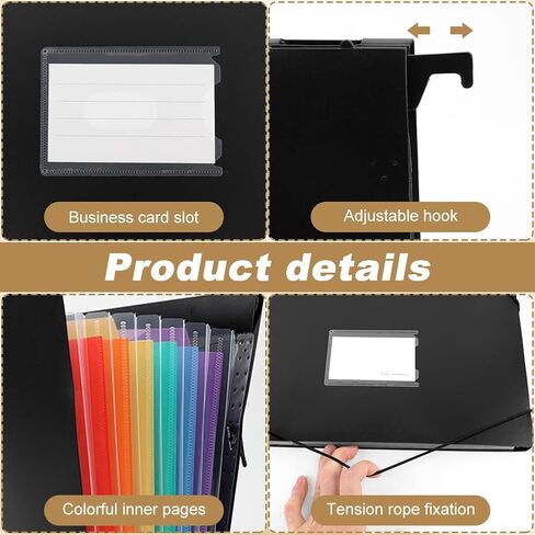 3 Packs Plastic Expanding Hanging File Folders with 3 Sheets Sticky Notes & 100 Paper Clips 7 Innovative Accordion Pockets, Large Capacity, Multi-Color Tabs for Filing Cabinet in Saudi Arabia