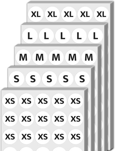 2000 Pack, 3/4" - Clothing Size Stickers, Small Medium Large Shirt Sizing Labels - 5 Sizes (XS, S, M, L, XL) in Saudi Arabia