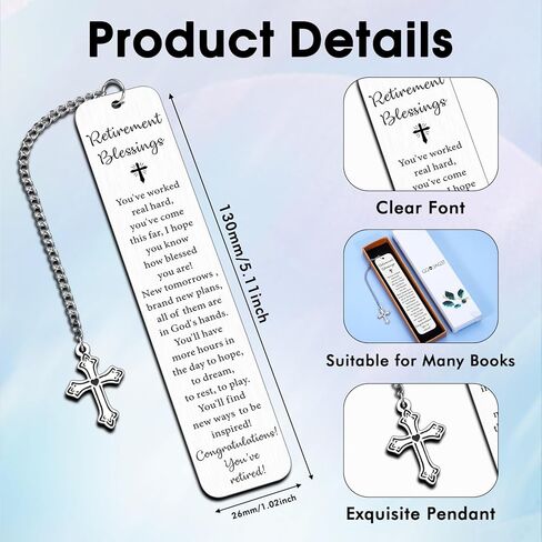 Retirement Gift for Woman Happy Retirement Gifts for Women Men Principal Coworker Leaving Gifts for Women Farewell Going Away Goodbye Gift Cross Metal Bookmark in Kuwait