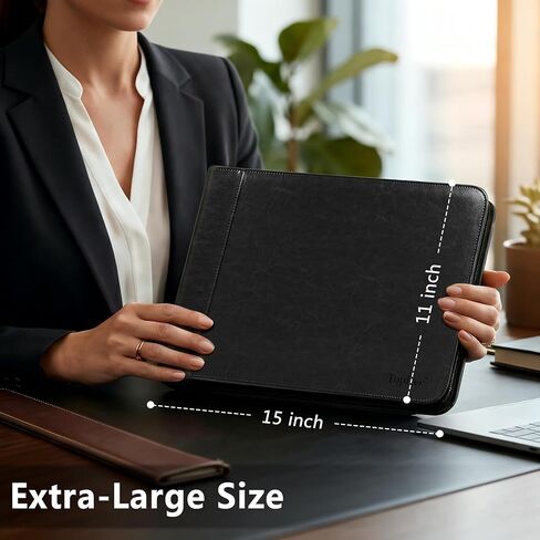 Toplive Zippered 7 Ring Business Checkbook Binder Extra-Large, 2Pack 7-Hole Pouch, 600 Checks Capacity, PU Leather Check Book Binder Cover with Multi-Pocket Design for Office & Business Use, Black in Saudi Arabia