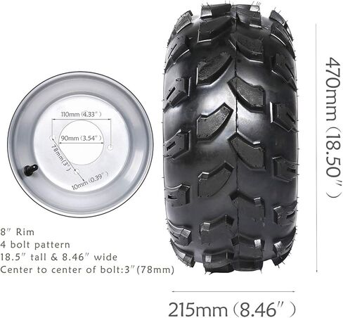 18X9.5-8 Tubeless Tire With 8 inch Wheels Rims for ATV Go Kart Pit Dirt Bike in Saudi Arabia