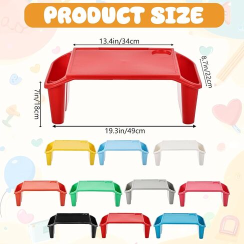 10 Pcs Kids Lap Desk Tray Bulk, Portable Lap Desk Kids Plastic Table with Side Storage Space, Colorful Lap Tray Bed Table for Students, Classroom, Study, Eating, Laptop & Activities in Saudi Arabia