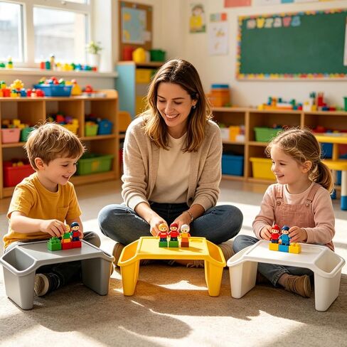 10 Pcs Kids Lap Desk Tray Bulk, Portable Lap Desk Kids Plastic Table with Side Storage Space, Colorful Lap Tray Bed Table for Students, Classroom, Study, Eating, Laptop & Activities in Saudi Arabia