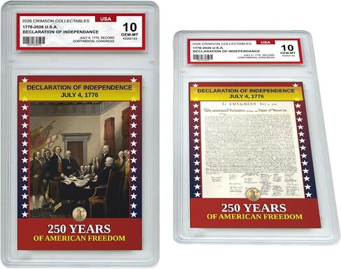 Declaration of Independence 3D Trading Card – 250th Anniversary Patriotic Collectible Card - 250 Years of American Freedom Gift in Saudi Arabia