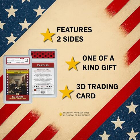 Declaration of Independence 3D Trading Card – 250th Anniversary Patriotic Collectible Card - 250 Years of American Freedom Gift in Saudi Arabia