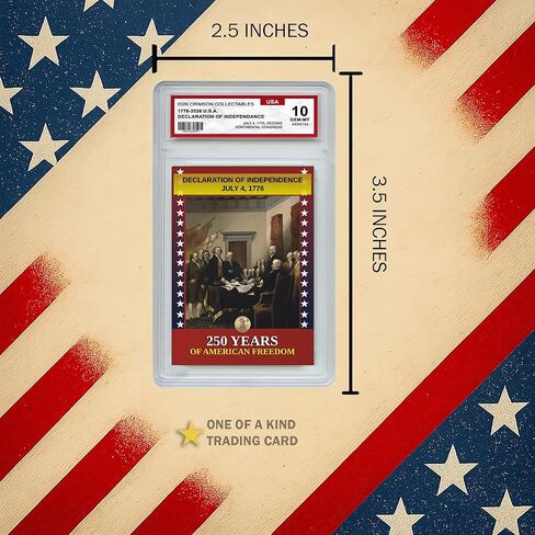 Declaration of Independence 3D Trading Card – 250th Anniversary Patriotic Collectible Card - 250 Years of American Freedom Gift in Saudi Arabia
