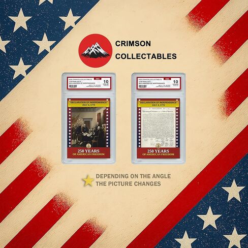 Declaration of Independence 3D Trading Card – 250th Anniversary Patriotic Collectible Card - 250 Years of American Freedom Gift in Saudi Arabia