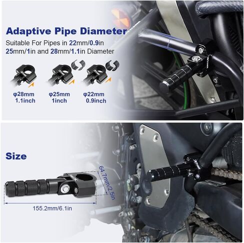 Xitomer 22-28mm Motorcycle Foot Pegs Compatible with 7/8-1-1/8inch Crash Bar Tubing Crash Bar Tubing Footrest Footpeg forward Footpeg Relex Fit for Tuono V4 1100/Pan America 1250 /MONSTER 600/750 in Kuwait
