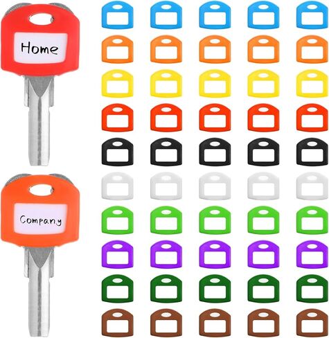 50 Pieces Colored Key Tags with Labels Key Identifiers Caps for House Keys with Blank Printed Label Silicone Keys Labels for House Classification Organization in Kuwait