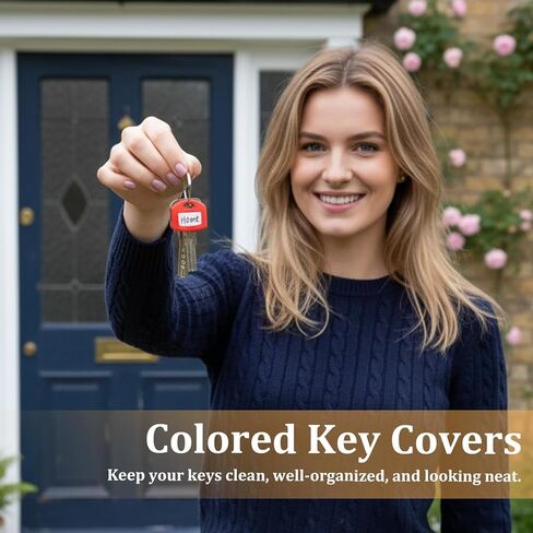 50 Pieces Colored Key Tags with Labels Key Identifiers Caps for House Keys with Blank Printed Label Silicone Keys Labels for House Classification Organization in Kuwait