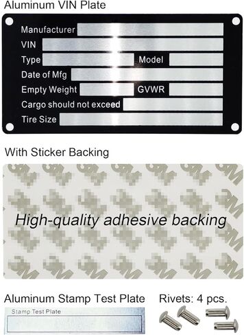 Blank Aluminum Trailer ID Plates, Metal Identification Plate, Serial Number Tag, Equipment Data Plate, Chassis ID Label, Compliance Asset Tag, Industrial Nameplate, DIY Replacement ID Plate in Saudi Arabia