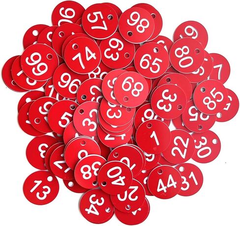 Plastic Number Tags ， Pack of 500 Plastic Sequential Number Tags 1-500, 3.5cm Diameter, Multicolor(1-500 Red Withe) in Saudi Arabia