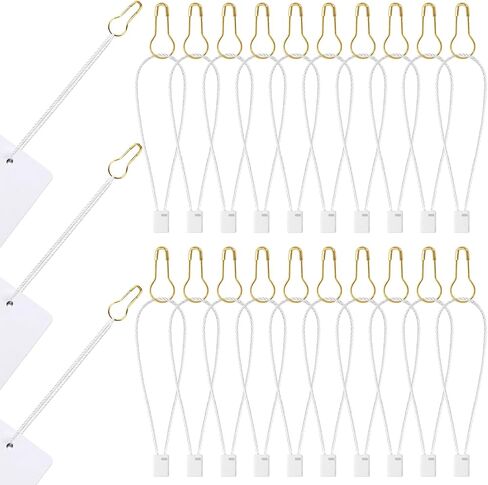 2000 Pieces Hang Tag Nylon Strings with Gold Metal Ground Safety Pins, 7" White Nylon Snap Lock Pin Loop Fastener Hook Ties for Clothes Tags, Price Tags, Luggage Label, Easy and Fast to Attach in Kuwait