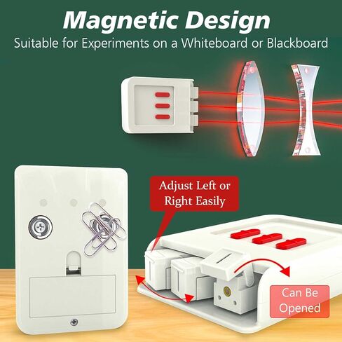 STEM Optical Refraction Reflection Experiment Kit- Magnetic Lenses Triangular Prism Acrylic Glass Block 3-Way Linear Light Source Teaching Equipment for School Classroom with Storage Box in Saudi Arabia