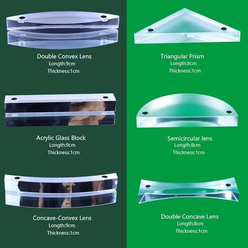 STEM Optical Refraction Reflection Experiment Kit- Magnetic Lenses Triangular Prism Acrylic Glass Block 3-Way Linear Light Source Teaching Equipment for School Classroom with Storage Box in Saudi Arabia