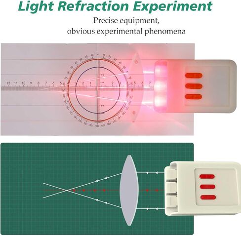STEM Optical Refraction Reflection Experiment Kit- Magnetic Lenses Triangular Prism Acrylic Glass Block 3-Way Linear Light Source Teaching Equipment for School Classroom with Storage Box in Saudi Arabia