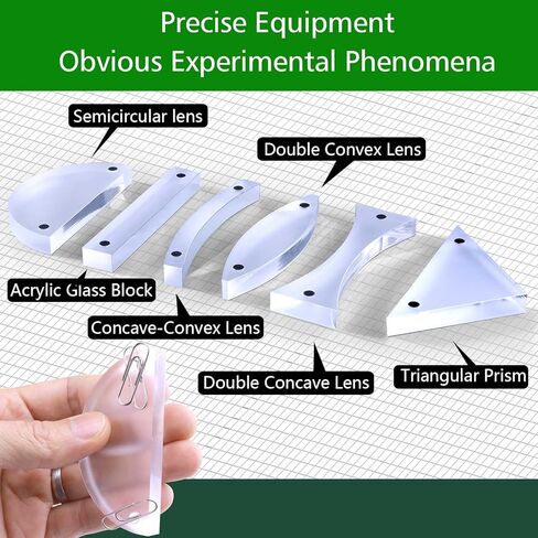 STEM Optical Refraction Reflection Experiment Kit- Magnetic Lenses Triangular Prism Acrylic Glass Block 3-Way Linear Light Source Teaching Equipment for School Classroom with Storage Box in Saudi Arabia