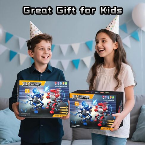 Hydraulic Boxing Bots Building Kit, STEM Educational Fighting Game Set, 2-Player Battle Robot Toy for Kids, Cool Birthday Gift for Boys Age 5 6 7 8 9 10 in Saudi Arabia