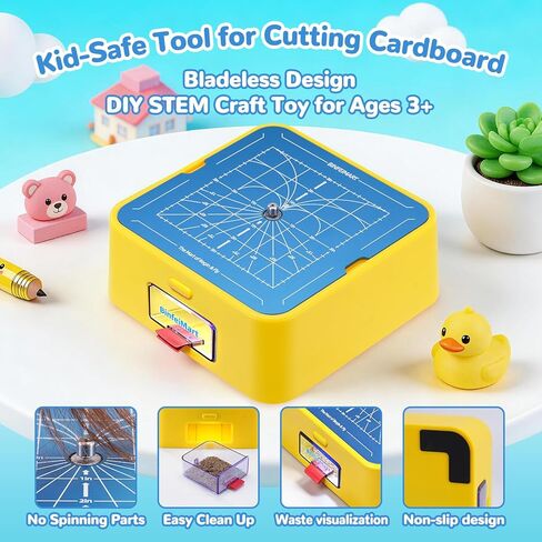 Safe Electric Kids Cardboard Cutter Toy|No Sharp Blades|Clean,Precise Cuts|STEM Building Kit and Engineering Workstation with Storage, Educational Art Set for Student, School & Home in Saudi Arabia