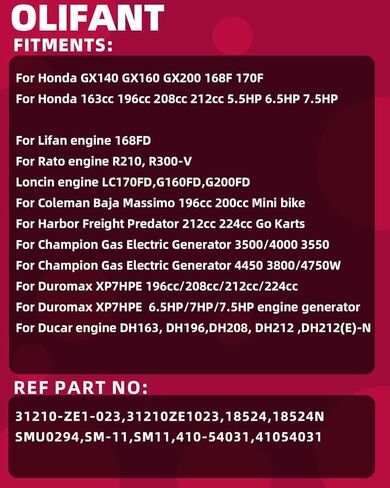 كاتب لهوندا GX160 GX200 GX140 163cc 196cc 208cc 224cc 212cc 5.5HP 6.5HP 7.5HP 31210-ZE1-023 SMU0294 31210ZE1023 in Kuwait