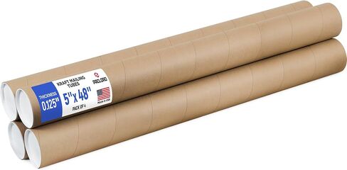 5" x 48" Reinforced Kraft Paper Mailing Tube, Pack of 1 Tube with 2 Caps – Secure USPS Approved – Cardboard Poster Mailer for Shipping and Storing of Prints, Artwork, Posters, or Documents in Kuwait