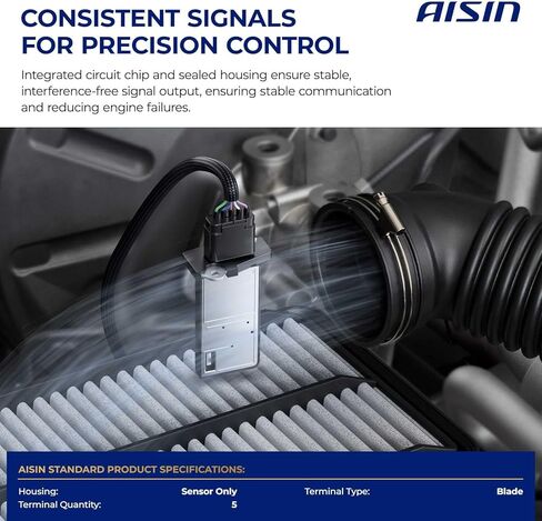 مستشعر AISIN AFTERMARKET MAFT-00273 لتدفق الهواء الشامل (MAF) - متوافق مع Lexus GS460 2008-2011، LS460 2007-2017، LS600h 2008-2016 - مع 5 دبابيس in Kuwait