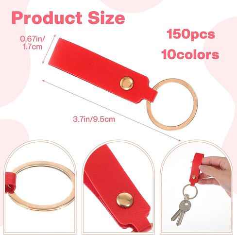 150 Pcs PU Leather Keychain Blanks, Laser Engraving and Stamping Blanks with Key Rings for DIY Crafts and Custom Key Fobs, Multicolor in Kuwait