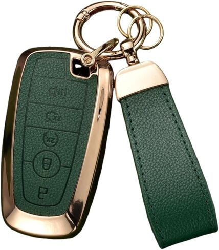 Key Fob Cover for Ford with Keychain, Upper Leather + Soft TPU Key Cover Case for Explorer Fusion Escape Edge Expedition F150 F250 F350 F450 F550 Maverick Mustang (5-Buttons, Pink) in Saudi Arabia